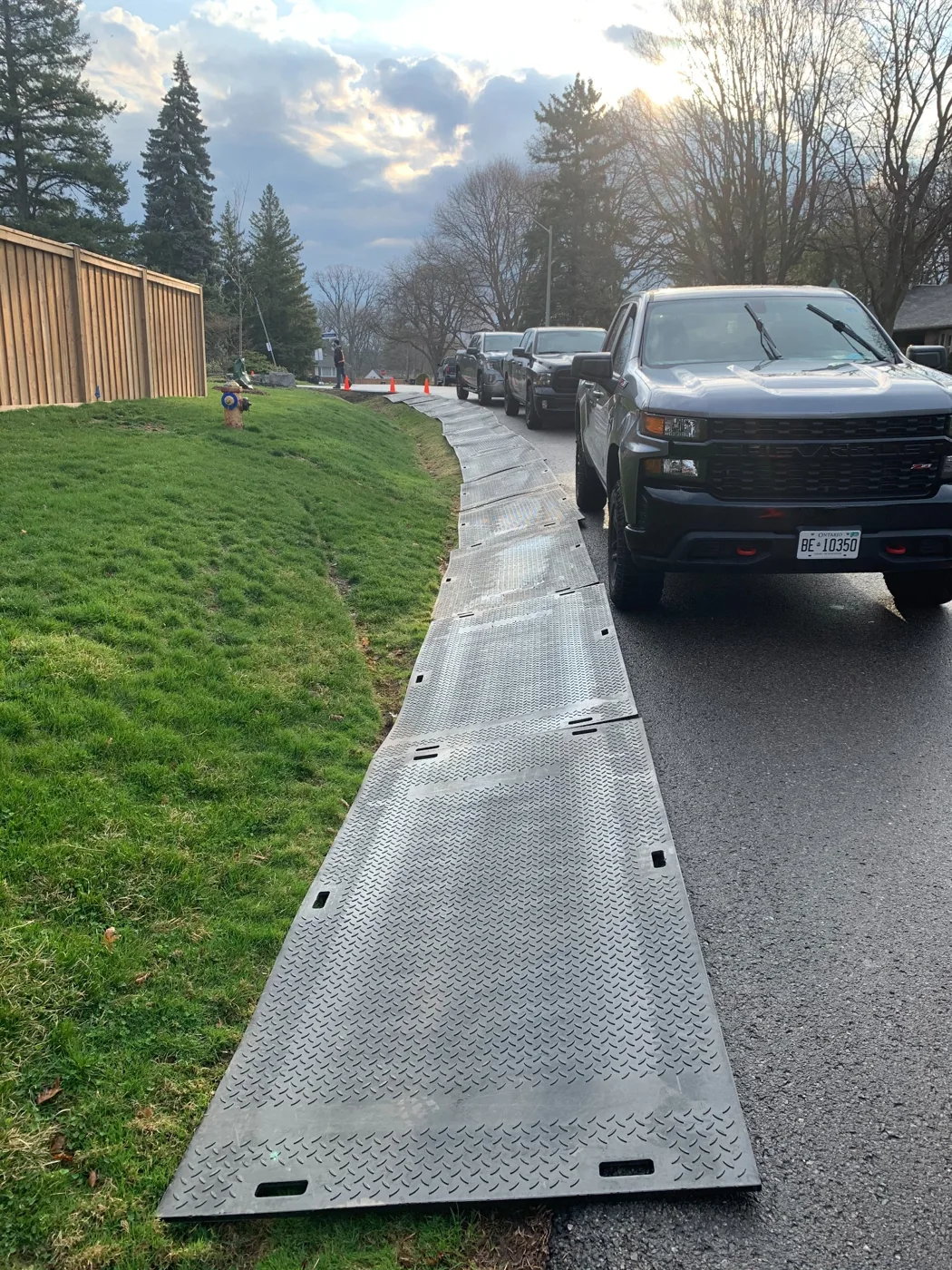 Trak Mat protecting grass beside roadway